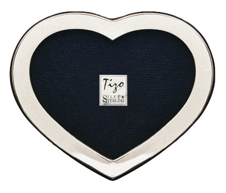 Tizo Design Sterling Silver Heart Frame, 4 x 6—features a heart-shaped sterling silver border, black inner background, and “Tizo Silver Sterling” label at the center.