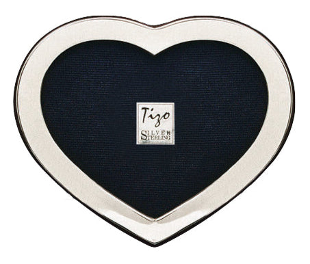 Tizo Design's Tizo Sterling Silver Heart Frame, 4 x 6, features a heart shape with a sterling silver border and dark background. The center label reads "Tizo Silver Sterling.