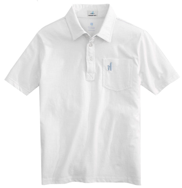 Johnnie-O Boys' The Original Jr. Polo shirt with a small blue logo on the chest pocket, displayed on a plain background.