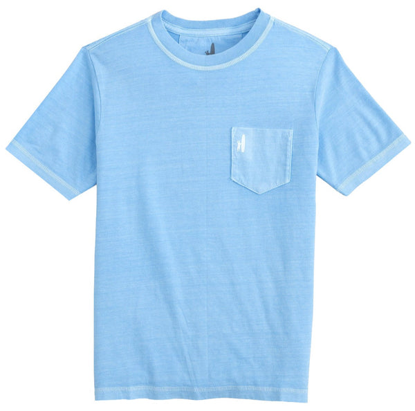 Johnnie-O Boys' American Surf Jr. t-shirt with a chest pocket featuring a small white logo, displayed on a plain background.