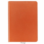 The 7" Leather Notebook by Graphic Image, featuring a closed orange textured leather cover and gold-gilded premium paper, is displayed against a white background—a perfect companion for writers.