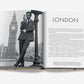 The James Bond Trilogy with Slipcase by Assouline features an open book displaying a black and white photo of a man in a suit near Big Ben, with “London” on the right page—ideal for any 007 fan or collector.