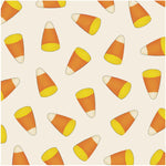 Add a festive flair to your next Halloween table setting with the Candy Corn Collection by Hester & Cook. This playful pattern features scattered candy corn pieces—each with cheerful yellow, orange, and white sections—on a light beige background, making it perfect for creating eye-catching napkins or adding a whimsical touch to your spooky party décor.