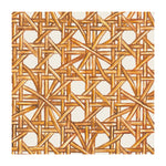 The Hester & Cook Rattan Weave Collection placemat features interlaced light brown strips in a geometric lattice design—ideal for adding natural charm to any table setting.