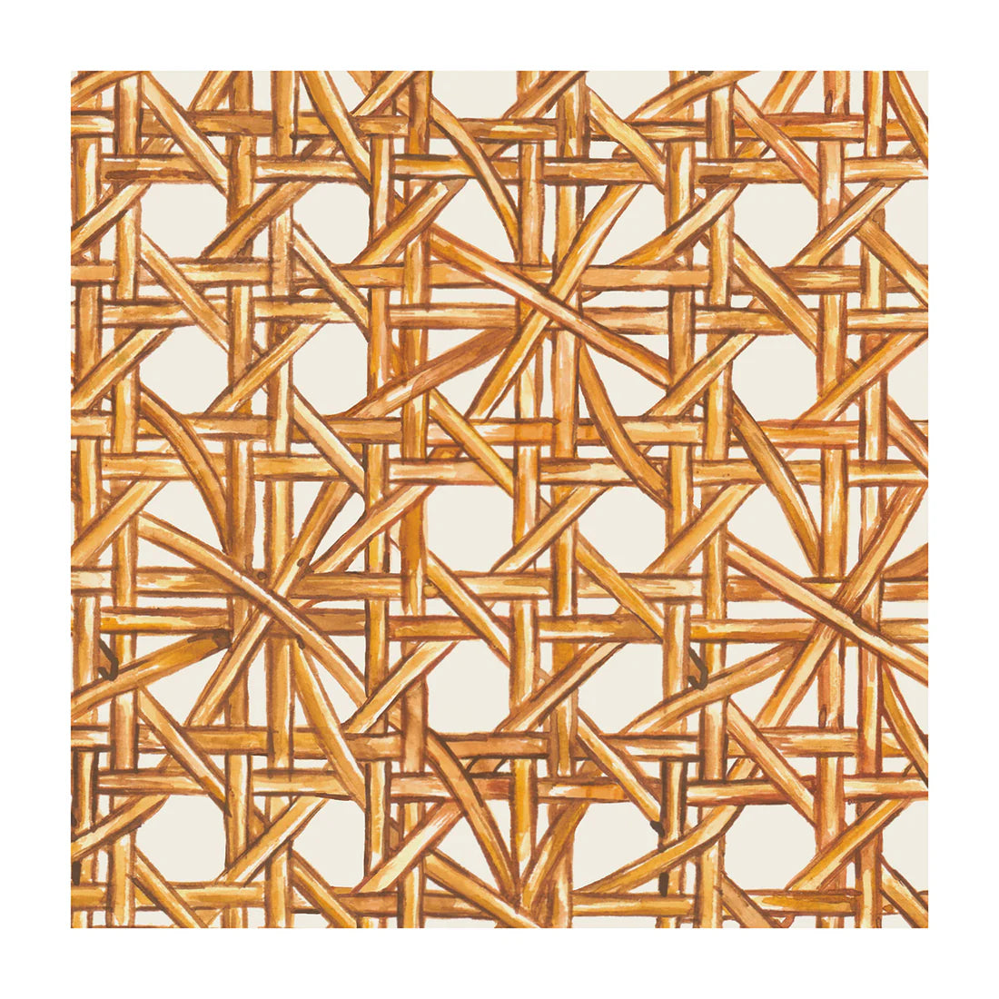 The Hester & Cook Rattan Weave Collection placemat features interlaced light brown strips in a geometric lattice design—ideal for adding natural charm to any table setting.