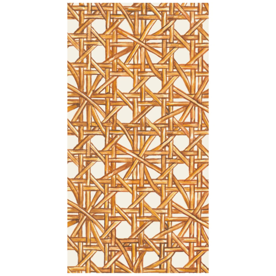 Close-up of the Hester & Cook Rattan Weave Collection placemat, featuring interlacing diagonal and horizontal strips creating a geometric lattice design—ideal as natural table decor.