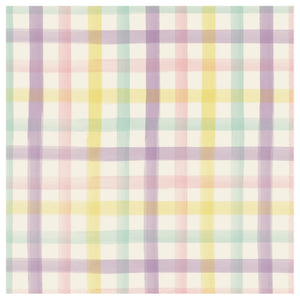 Brighten your table with the Hester & Cook Spring Plaid Napkin Collection—featuring pastel pink, yellow, green, blue, and purple lines on white—ideal for Easter egg hunts or a cheerful Mother’s Day brunch.