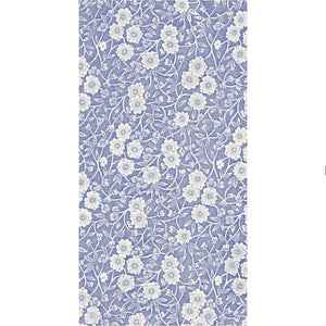 The Calico Napkin Collection by Hester & Cook features a seamless pattern of scrolling flowers and vines on a light blue background—perfect for creating beautiful napkins.