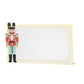 Blank Nutcracker Collection place card featuring a gold scrollwork border and a nutcracker illustration on the left side.