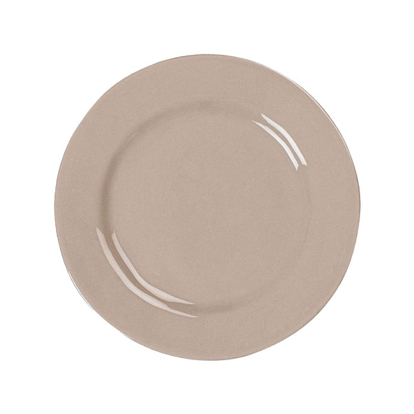 The Puro Taupe Dinnerware Collection by Juliska features a versatile taupe ceramic plate with a smooth surface, ideal for creating a stylish table setting on any occasion.