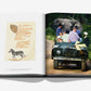 An open book, "Londolozi: The Safari that Changed Everything" by Assouline, shows a safari scene with people in a vehicle near an elephant on the right and a handwritten note with a zebra illustration on the left.
