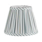 The Addison Ross Empire and Scalloped Lampshades feature pleated vertical stripes in white, gray, and light blue, perfect for E14 bulb holders or rechargeable lamp bases.