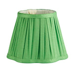 The Addison Ross Empire and Scalloped Lampshade is a green, pleated fabric shade with a slightly flared shape, designed for an E14 bulb holder and shown against a white background.