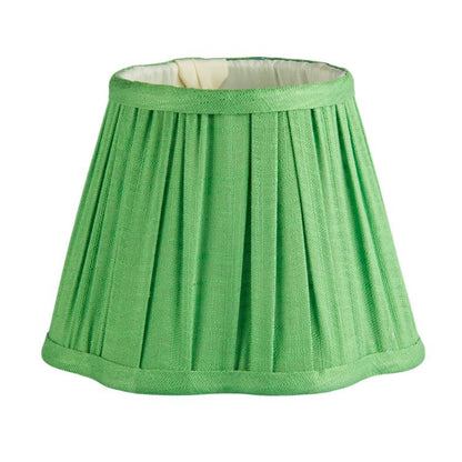 The Addison Ross Empire and Scalloped Lampshade is a green, pleated fabric shade with a slightly flared shape, designed for an E14 bulb holder and shown against a white background.