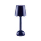 The Addison Ross Scallop LED Lamp is a compact, dark blue portable table lamp featuring a round base and conical shade, shown against a white background.