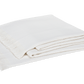 The Matouk Leo Throw, a contemporary white fringed blanket, is shown folded on a plain white background.