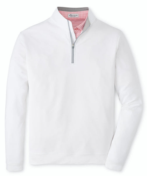 The Peter Millar Perth Melange Performance Quarter-Zip is performance-focused and moisture-wicking.