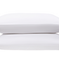 Two white pillows from the Matouk Lorelei Bedding Collection, Pink, crafted from luxurious 600 thread count cotton with pink scalloped edges, are stacked on a white background. OEKO-TEX® certified for safe, quality comfort.