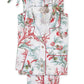 The Matouk Luca Pajama Set features premium cotton percale with a red and green coral and seashell print, detailed with red piping on the collar, pockets, and cuffs—ideal for those who appreciate luxury sleepwear.