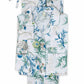 The Matouk Luca Pajama Set, crafted from soft white Luca cotton percale, features a blue and green ocean-themed print with coral, shells, and sea plants, and comes folded in a matching drawstring bag.