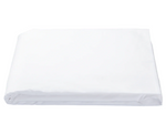 The Matouk Luca 14" Fitted Sheet Collection in white, made from luxurious Egyptian cotton, is neatly folded and displayed on a plain white background.
