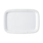 The Berry & Thread Melamine Whitewash serving platter by Juliska features a rectangular white design with a subtle border—shown from above on a plain background—perfect for elevating your durable dinnerware collection.