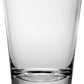 A clear, handmade glass tumbler from the William Yeoward Crystal Maggie Collection stands upright against a white background, highlighting its historic bold shape.
