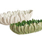 The Winslow Bowl Collection by Napa Home & Garden features two handcrafted stoneware bowls—white with cream interior and green with glossy interior—each with textured leaf patterns, perfect as a unique centerpiece.