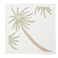 The Kim Seybert Palm Coast Napkin Set features white cloth napkins embroidered with palm fronds and a tall palm tree, adding a coastal touch to your dining table.