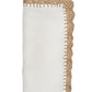 The Kim Seybert Shell Edge Napkin Set features white linen napkins with beige crocheted lace trim and a stitched border, ideal for bohemian table settings and photographed folded on a plain background.