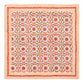 The Majorelle Napkin Set by Kim Seybert features a geometric floral pattern in red, pink, and orange with diagonal red borders, inspired by Indian block printing to add artisanal charm to your table.