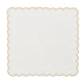 The Kim Seybert Lune Napkin Set features white napkins with scalloped edges and gold stitched borders, perfect for elevating any table setting.