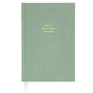 A stylish Sage Gratitude Journal from Sugar Paper, featuring elegant gold text, perfect for your daily check-ins or to fill with appreciation.