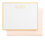 The Pink Bold "XOXO" Note Set by Sugar Paper features a white card with gold foil "XOXO" and a gold border, paired with a light pink envelope.