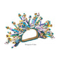 The Kim Seybert Fun Burst Napkin Ring features gold, turquoise, lilac, and silver metallic beads on spiky strands in an arc with silicone tube accents for a modern touch. The text reads "Turquoise/Lilac.