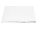 The Nocturne White Flat Sheet Collection by Matouk, crafted from luxurious Egyptian cotton, is displayed neatly folded on a plain white background.