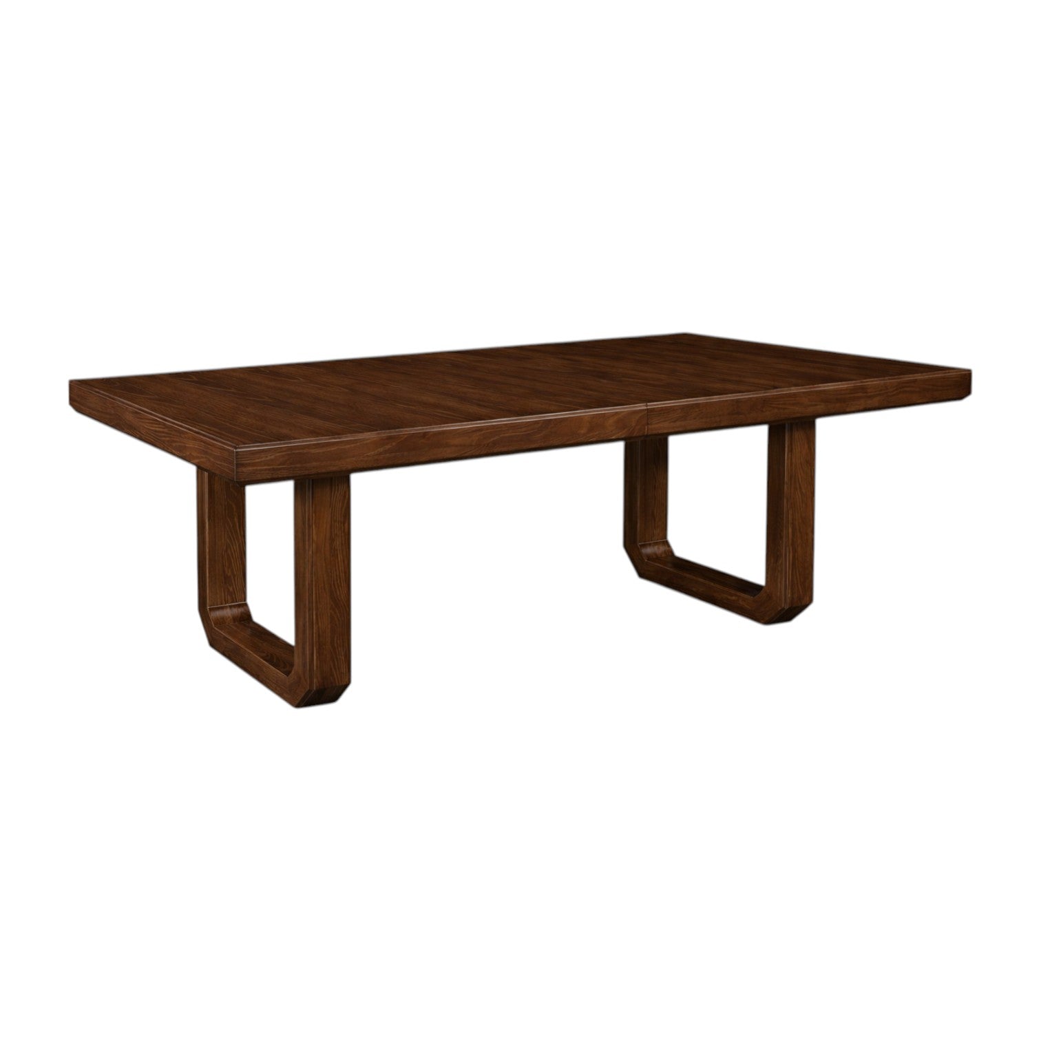The Oliver Extension Dining Table by Hickory Chair features a thick rectangular top and two wide U-shaped legs on a solid Ash base, shown against a white background.