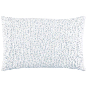 The Stitched Mist Sham by John Robshaw features a rectangular white design with a textured, pebble-like pattern made from organic cotton voile, offering lightweight comfort for year-round use.