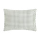 The Gooselings Green Picnic Gingham Bedding Collection features a rectangular pillow with light green and white gingham checks and scalloped edges, perfect for children's bedding, shown against a white background.