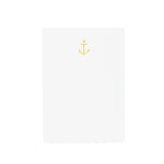 The Anchor Mini Pad by Sugar Paper is a petite notepad featuring a white card with a small gold foil anchor symbol printed near the top center, designed in their signature style.