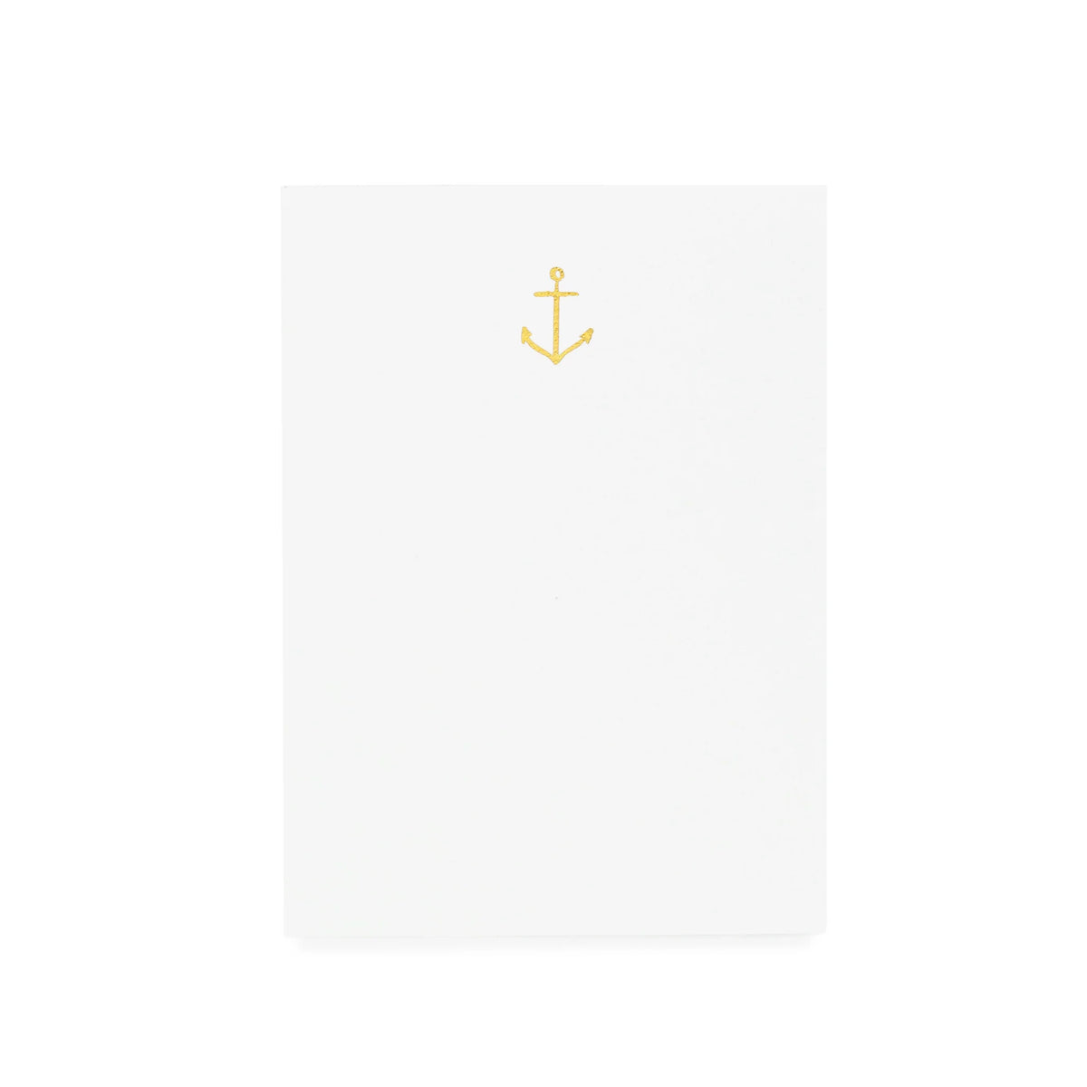 The Anchor Mini Pad by Sugar Paper is a petite notepad featuring a white card with a small gold foil anchor symbol printed near the top center, designed in their signature style.
