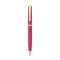 The Graphic Image Leather Wrapped Pen Collection features a pink ballpoint pen with gold accents and a textured barrel, shown against a white background—a stylish gift for any writer.