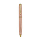 The Leather Wrapped Pen Collection by Graphic Image features a rose gold textured ballpoint pen with gold accents—a stylish, elegant gift for writers or anyone who appreciates fine pen craftsmanship.
