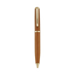 The Graphic Image Leather Wrapped Pen Collection features a brown and gold ballpoint pen with a gold clip, displayed vertically on a white background—a refined gift for writers.