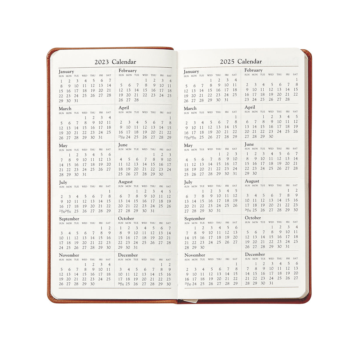 The 2026 Pocket Journal Planner Collection by Graphic Image features an open layout with 2026 and 2027 yearly calendars side by side—ideal as a personal pocket journal with Smyth sewn binding for extra durability.