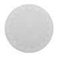 The Kim Seybert Dream Weaver Placemat is a circular white placemat with a textured surface, notched edge, and starburst center—ideal for summer entertaining.