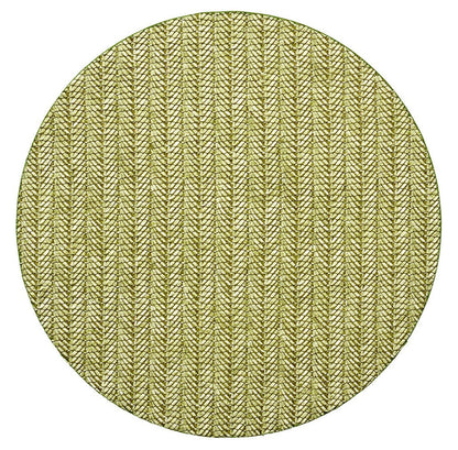 The Kim Seybert Chevron Moss Placemat features a moss-green and cream chevron pattern with textured stitching on a white background.