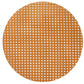 The Kim Seybert Reed Placemat features woven cane webbing with a hexagonal lattice pattern, offering a faux-wicker look that's ideal for outdoor entertaining on a white background.