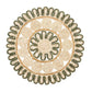 The Kim Seybert Casbah Placemat is a handwoven round design featuring concentric circles and loops, crafted from beige and green corn husk fibers.