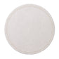 The Starry Night Placemat Collection by Kim Seybert features a round, white textured placemat with a subtle stitched border and metallic trim, adding an elegant, easy-to-clean touch to any table setting.